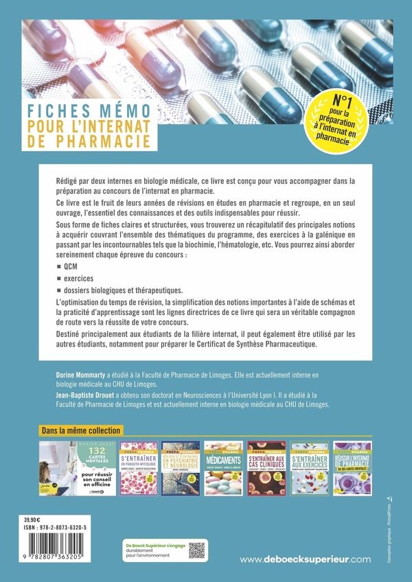 Quatrième de couverture de « Fiches mémo pour l'internat de pharmacie »