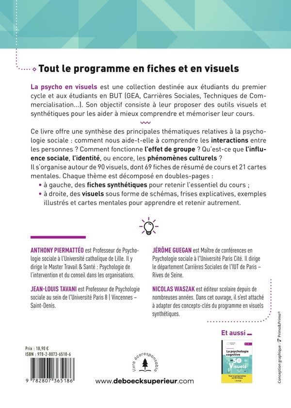Quatrième de couverture de « La psychologie sociale en 90 visuels : tout le programme en 69 fiches »