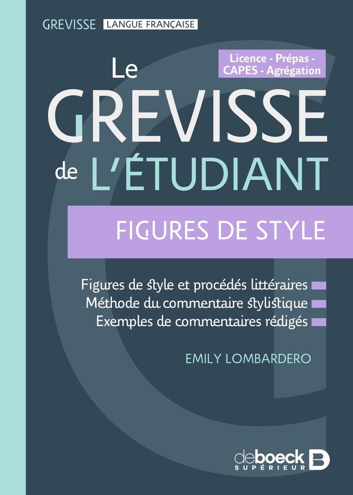 Couverture du livre « Le Grevisse de l'étudiant, figures de style : figures de styles et procédés littéraires, méthode du commentaire stylistique, exemples de commentaires rédigés », librairie Les Contes Infusés à Corte