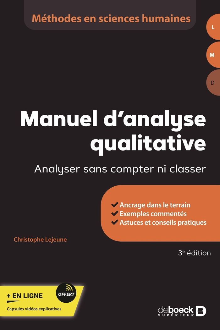 Couverture du livre « Manuel d'analyse qualitative : analyser sans compter ni classer », librairie Les Contes Infusés à Corte