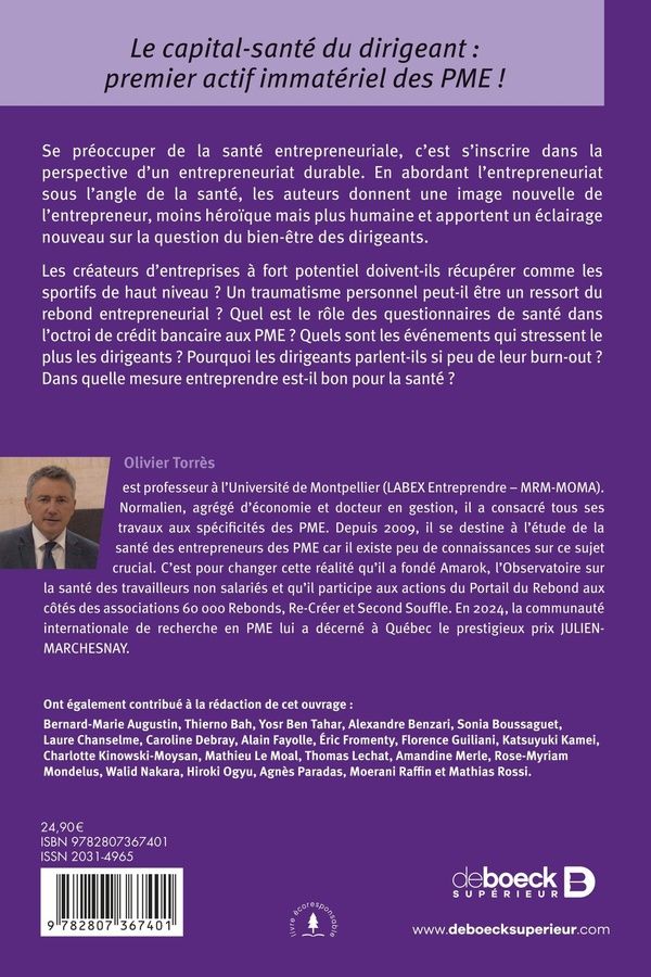 Quatrième de couverture de « La santé du dirigeant : de la souffrance patronale à l'entrepreneuriat salutaire »