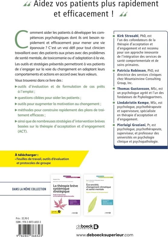 Quatrième de couverture de « L'ACT en thérapie brève : oser le changement radical »