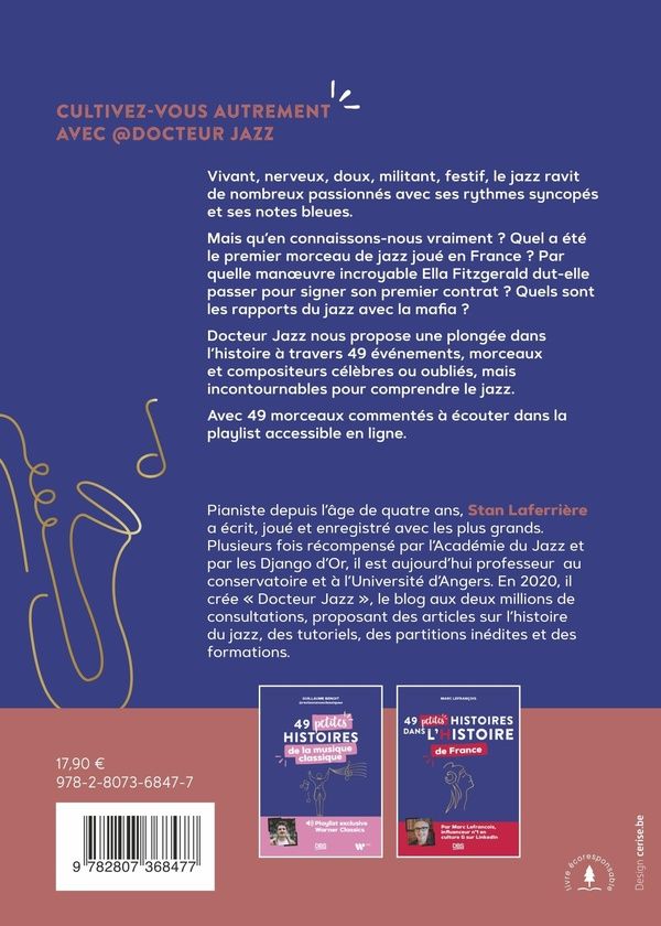 Quatrième de couverture de « 49 petites histoires du jazz : avec playlist »