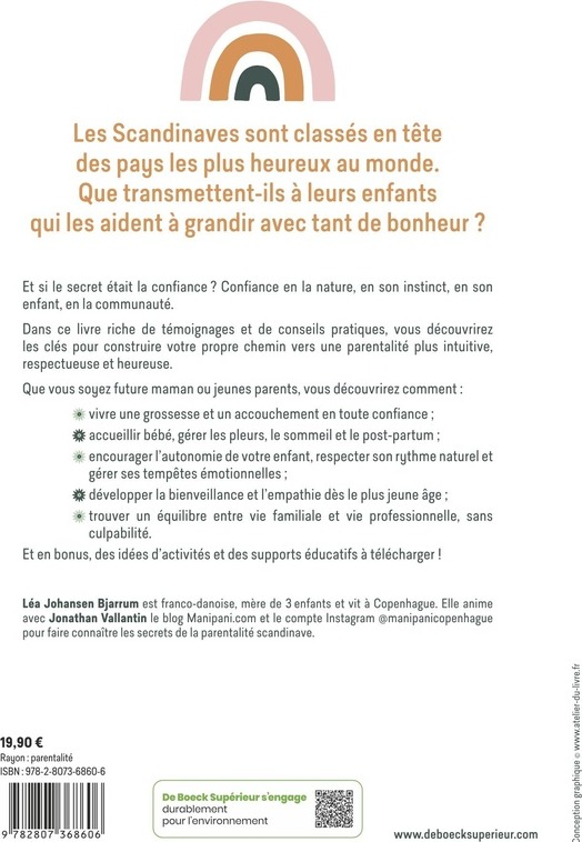Quatrième de couverture de « Manipani, parentalité scandinave : les secrets des enfants les plus heureux du monde »
