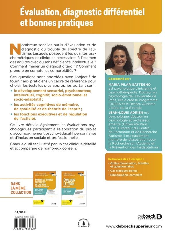 Quatrième de couverture de « Évaluer le trouble du spectre de l autisme : chez l adulte »