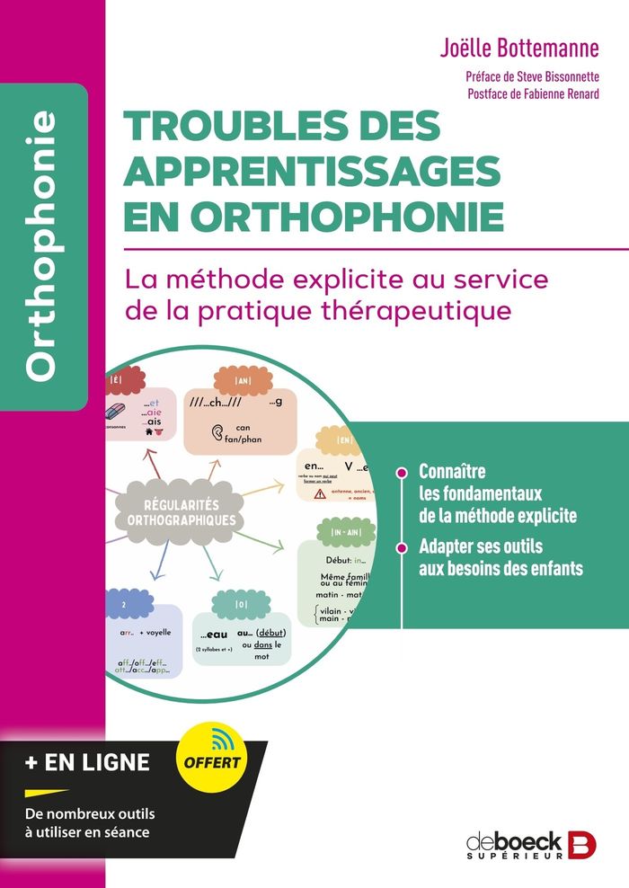 Couverture du livre « Trouble des apprentissages en orthophonie : la méthode explicite au service de la pratique thérapeutique » de Joëlle Bottemanne, librairie Les Contes Infusés à Corte