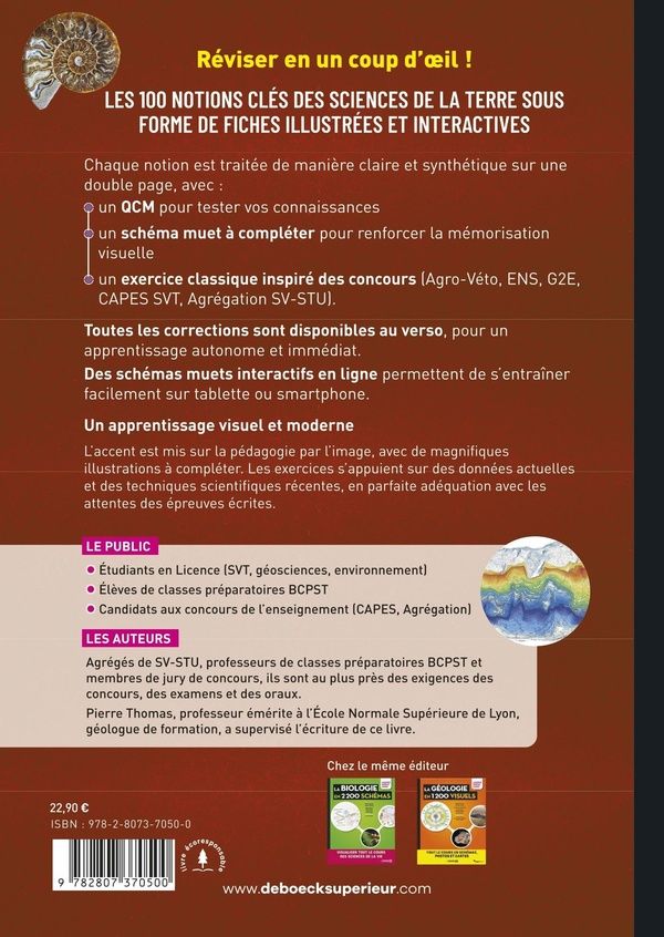 Quatrième de couverture de « S'entraîner en géologie : 100 fiches, 100 schémas, 300 exercices »