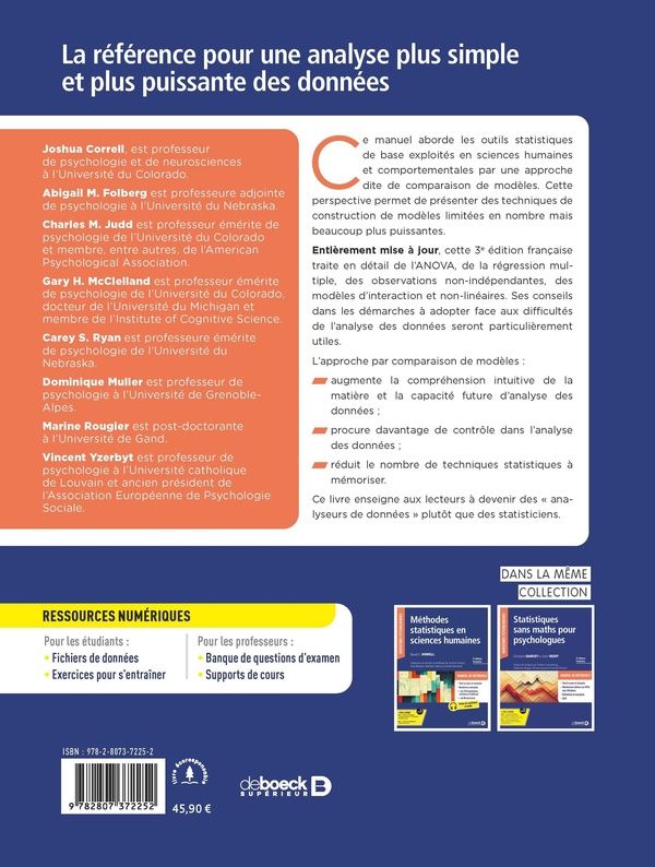 Quatrième de couverture de « Analyse des données : une approche par comparaison de modèles »