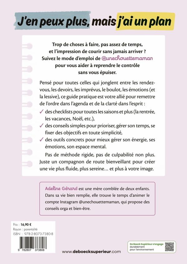 Quatrième de couverture de « J'en peux plus, mais j'ai un plan »