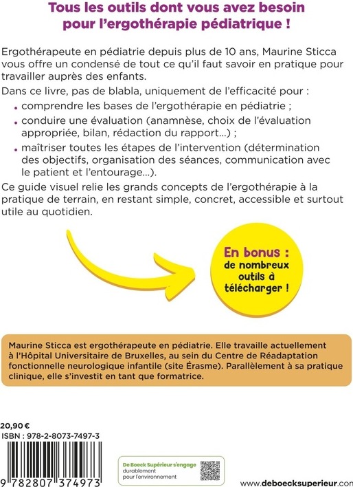 Quatrième de couverture de « 40 outils pour l ergothérapie en pédiatrie »
