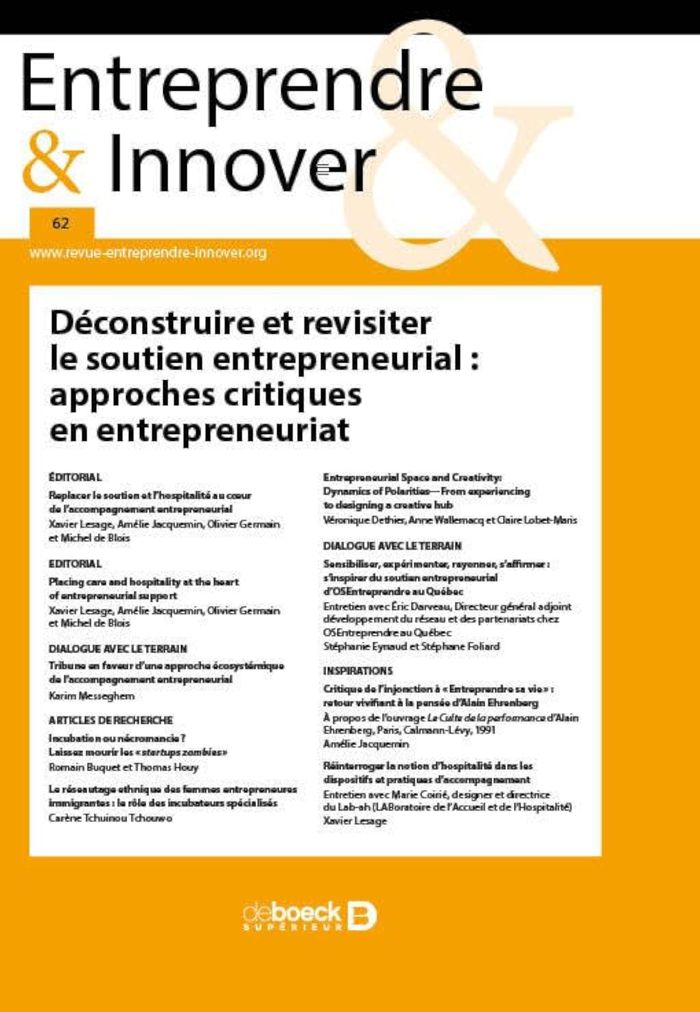 Couverture du livre « DECONSTRUIRE ET REVISITER LE SOUTIEN ENTREPRENEURIAL : APPROCHES CRITIQUES EN ENTREPRENEURIAT » de Collectif, librairie Les Contes Infusés à Corte