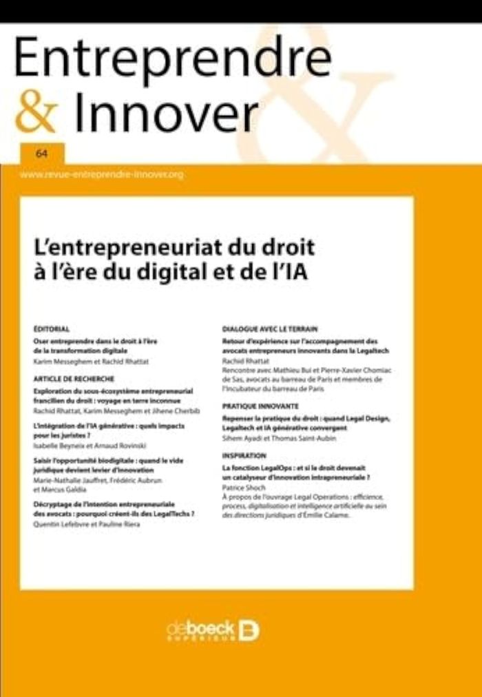 Couverture du livre « L'ENTREPRENEURIAT DU DROIT A L'ERE DU DIGITAL ET DE L'IA » de Collectif, librairie Les Contes Infusés à Corte