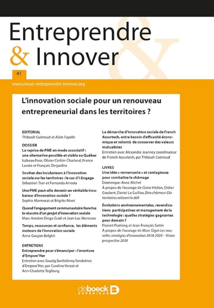 Couverture du livre « ENTREPRENDRE & INNOVER 2019/2 - 41 - L'INNOVATION SOCIALE POUR UN RENOUVEAU ENTREPRENEURIAL DANS LES » de Collectif, librairie Les Contes Infusés à Corte