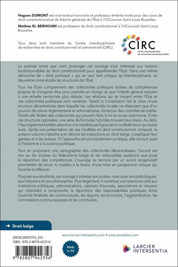 Quatrième de couverture de « Droit constitutionnel : approche critique et interdisciplinaire »