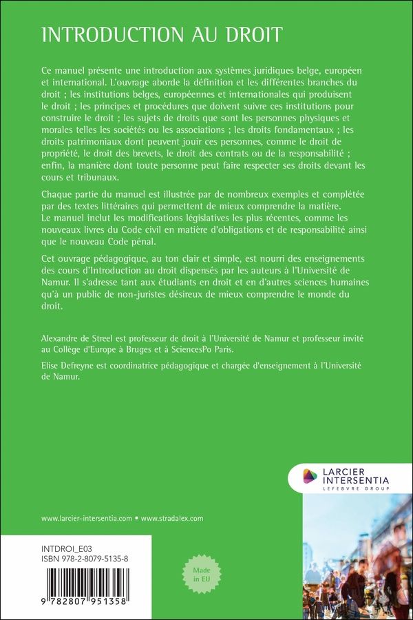 Quatrième de couverture de « Introduction au droit : fondements du droit belge, européen et international »
