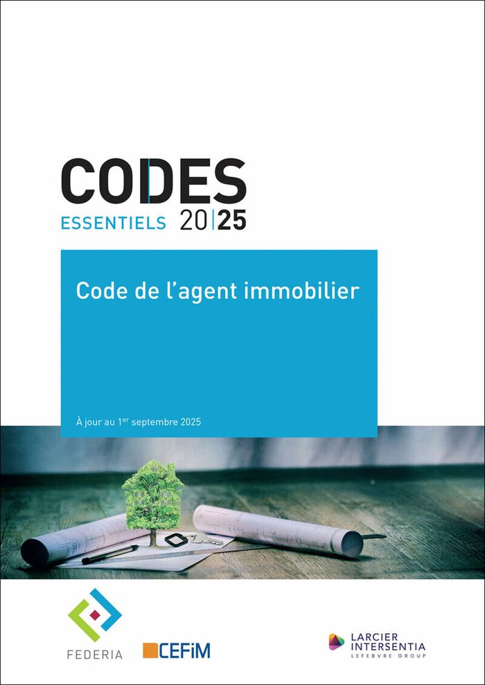 Couverture du livre « Code de l'agent immobilier » de Belgique, librairie Les Contes Infusés à Corte