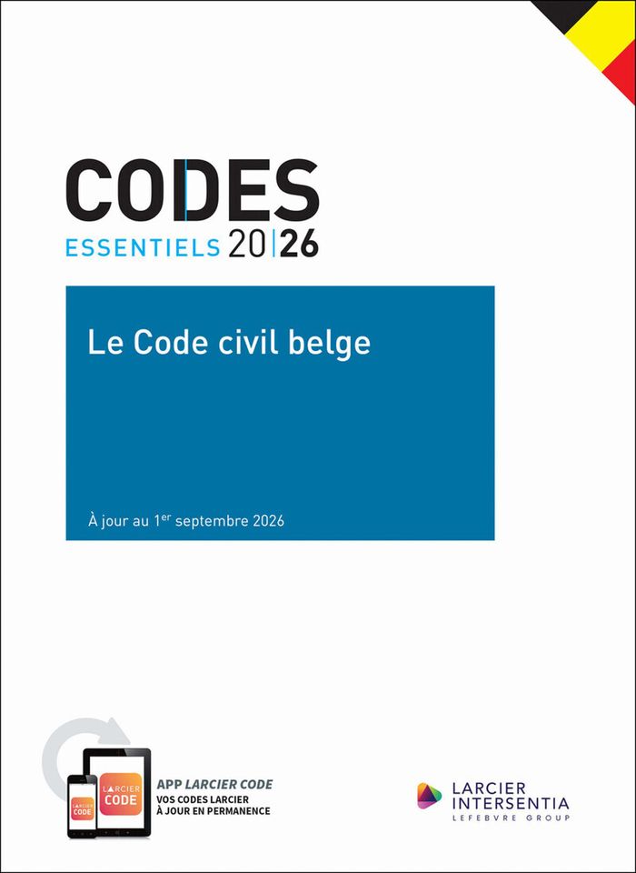 Couverture du livre « CODE ESSENTIEL - LE CODE CIVIL BELGE - A JOUR AU 1ER SEPTEMBRE 2026 » de Xxx, librairie Les Contes Infusés à Corte
