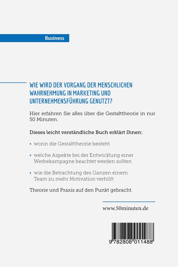 Quatrième de couverture de « DIE GESTALTTHEORIE - PSYCHOLOGIE DER MENSCHLICHEN WAHRNEHMUNG »