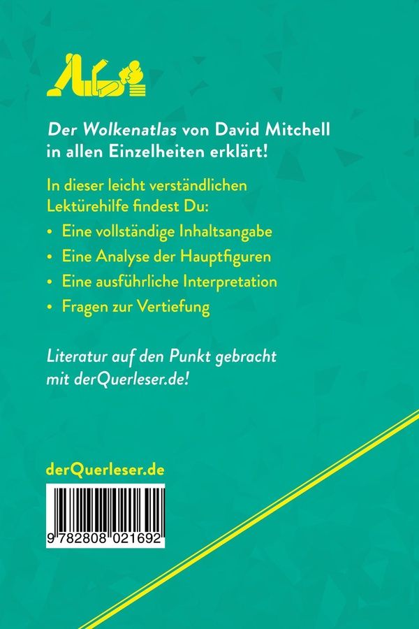 Quatrième de couverture de « DER WOLKENATLAS VON DAVID MITCHELL (LEKTUREHILFE) - DETAILLIERTE ZUSAMMENFASSUNG, PERSONENANALYSE UN »