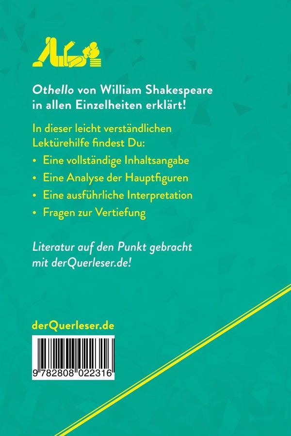 Quatrième de couverture de « OTHELLO VON WILLIAM SHAKESPEARE (LEKTUREHILFE) - DETAILLIERTE ZUSAMMENFASSUNG, PERSONENANALYSE UND I »