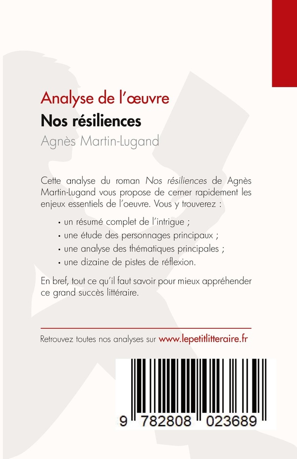 Quatrième de couverture de « NOS RESILIENCES D'AGNES MARTIN-LUGAND (ANALYSE DE L'OEUVRE) - RESUME COMPLET ET ANALYSE DETAILLEE DE »