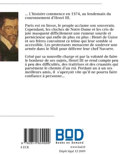 Quatrième de couverture de « LA FUREUR DES PRINCES - PIECE EN CINQ ACTES »