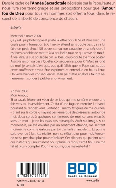 Quatrième de couverture de « AU PERE DE MES ENFANTS, UN PRETRE - MYOSOTISSIM »