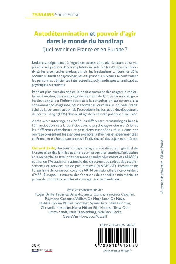 Quatrième de couverture de « Autodétermination et pouvoir d'agir dans le monde du handicap : quel avenir en France et en Europe ? »