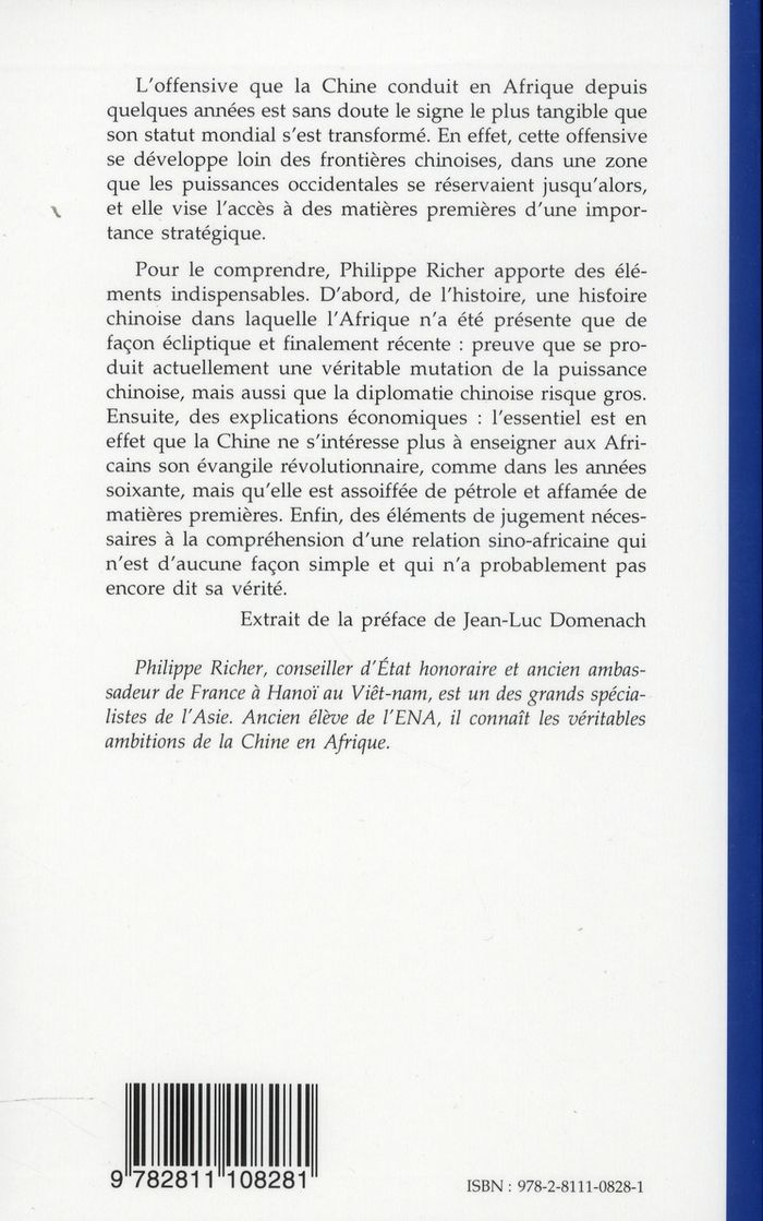 Quatrième de couverture de « AFRIQUE DES CHINOIS (NOUVELLE EDITION REVUE ET ENRICHIE) »