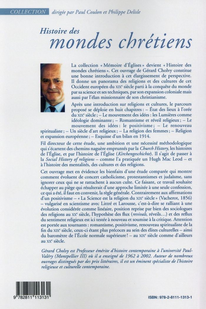 Quatrième de couverture de « LES RELIGIONS ET LES CULTURES DANS L'OCCIDENT EUROPEEN AU XIXE SIECLE (1800-1914) »