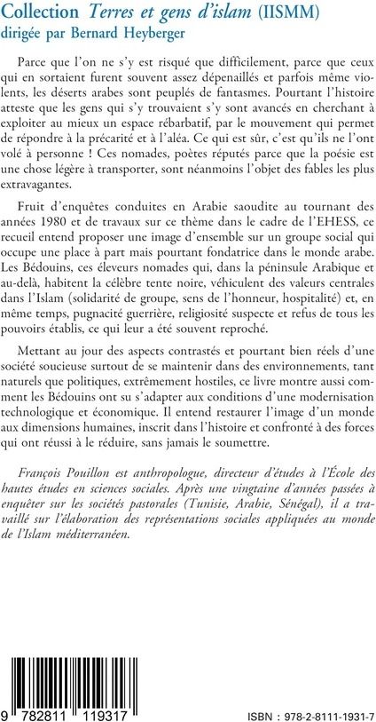 Quatrième de couverture de « BEDOUINS D'ARABIE. STRUCTURES ANTHROPOLOGIQUES ET MUTATIONS CONTEMPORAINES »