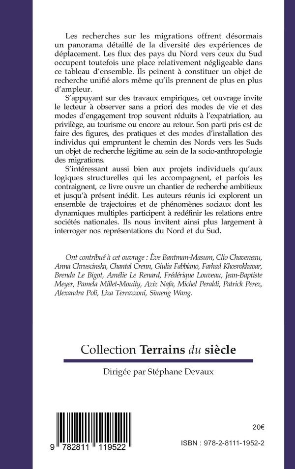 Quatrième de couverture de « LES MIGRATIONS DES NORDS VERS LES SUDS »
