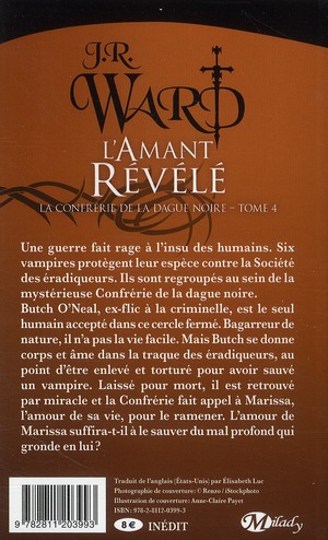 Quatrième de couverture de « LA CONFRERIE DE LA DAGUE NOIRE, T4 : L'AMANT REVELE »