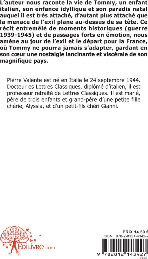 Quatrième de couverture de « L'ENFANT EXILE, RECIT D'UNE LIBERTE VOLEE »