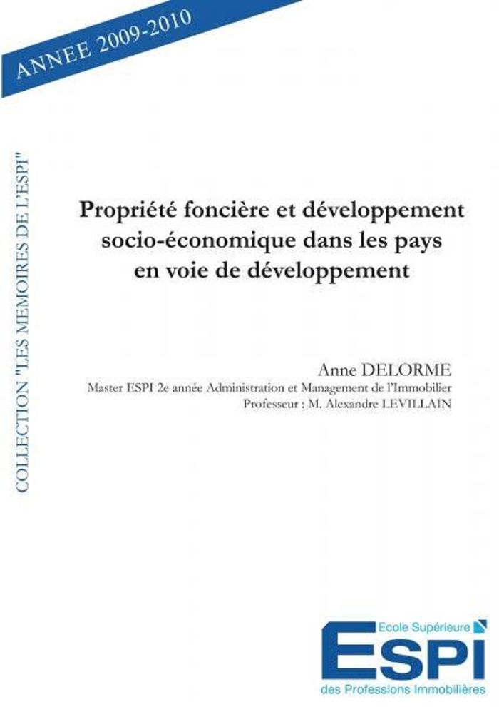 Couverture du livre « PROPRIETE FONCIERE ET DEVELOPPEMENT SOCIO-ECONOMIQUE DANS LES PAYS EN VOIE DE DEVELOPPEMENT » de Anne Delorme, librairie Les Contes Infusés à Corte