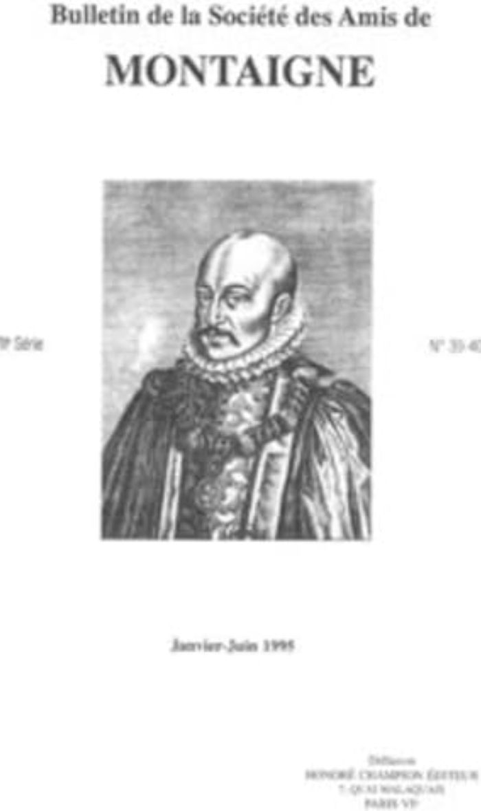 Couverture du livre « BULLETIN DE LA SOCIETE DES AMIS DE MONTAIGNE. VII, 1995-1, N  39-40 » de Collectif, librairie Les Contes Infusés à Corte
