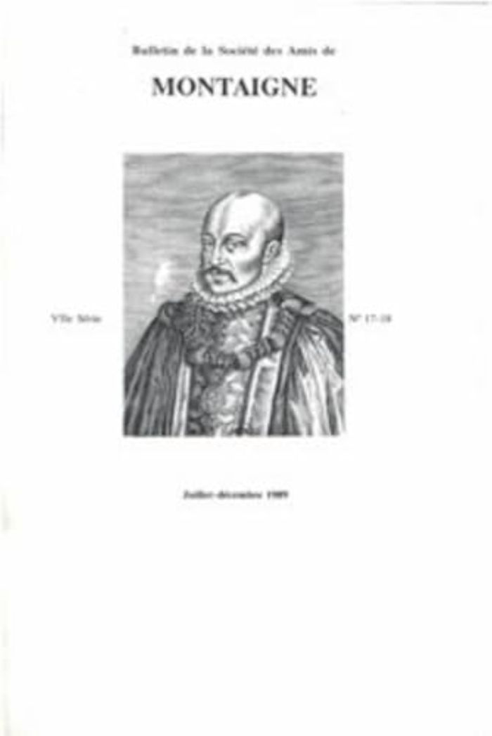 Couverture du livre « BULLETIN DE LA SOCIETE DES AMIS DE MONTAIGNE. VII, 1989-2, N 17-18 » de Collectif, librairie Les Contes Infusés à Corte