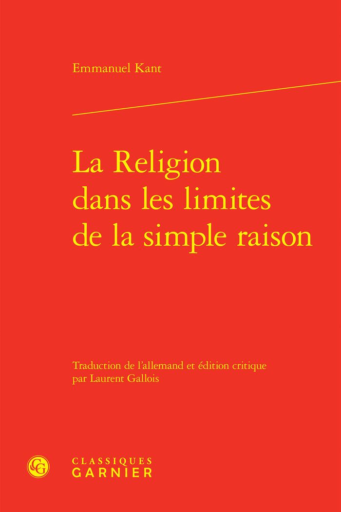 Couverture du livre « LA RELIGION DANS LES LIMITES DE LA SIMPLE RAISON » de Emmanuel Kant, librairie Les Contes Infusés à Corte