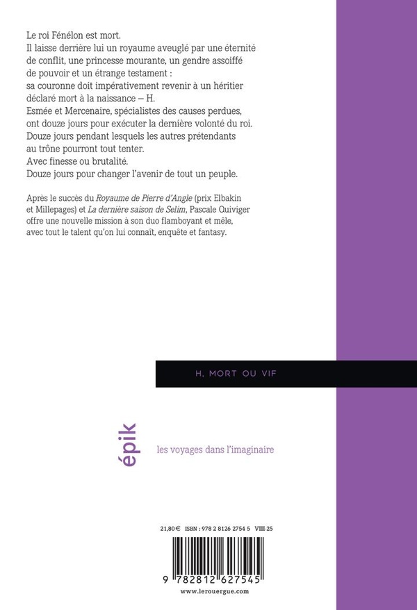 Quatrième de couverture de « H, mort ou vif »