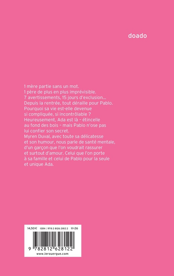 Quatrième de couverture de « Pablo dans les bois »