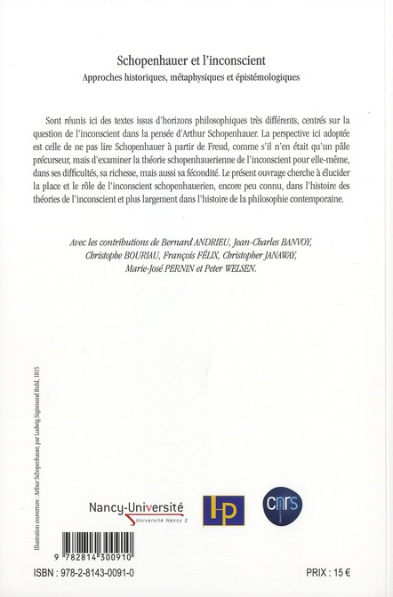 Quatrième de couverture de « SCHOPENHAUER ET L'INCONSCIENT »