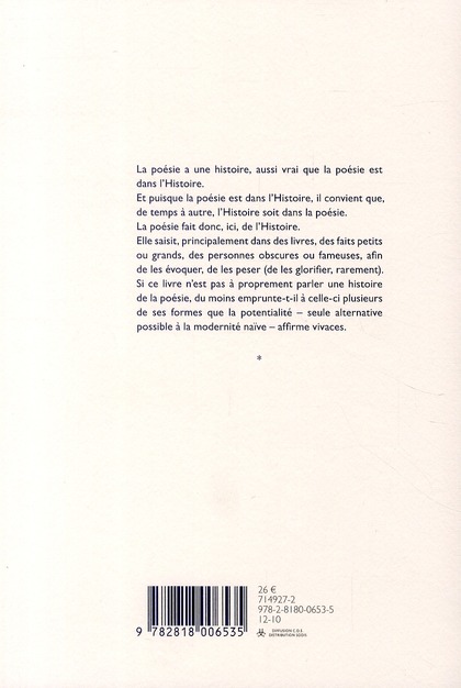 Quatrième de couverture de « L'HISTOIRE POEMES »