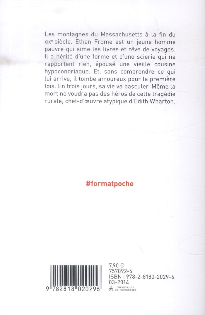 Quatrième de couverture de « Ethan Frome : roman »