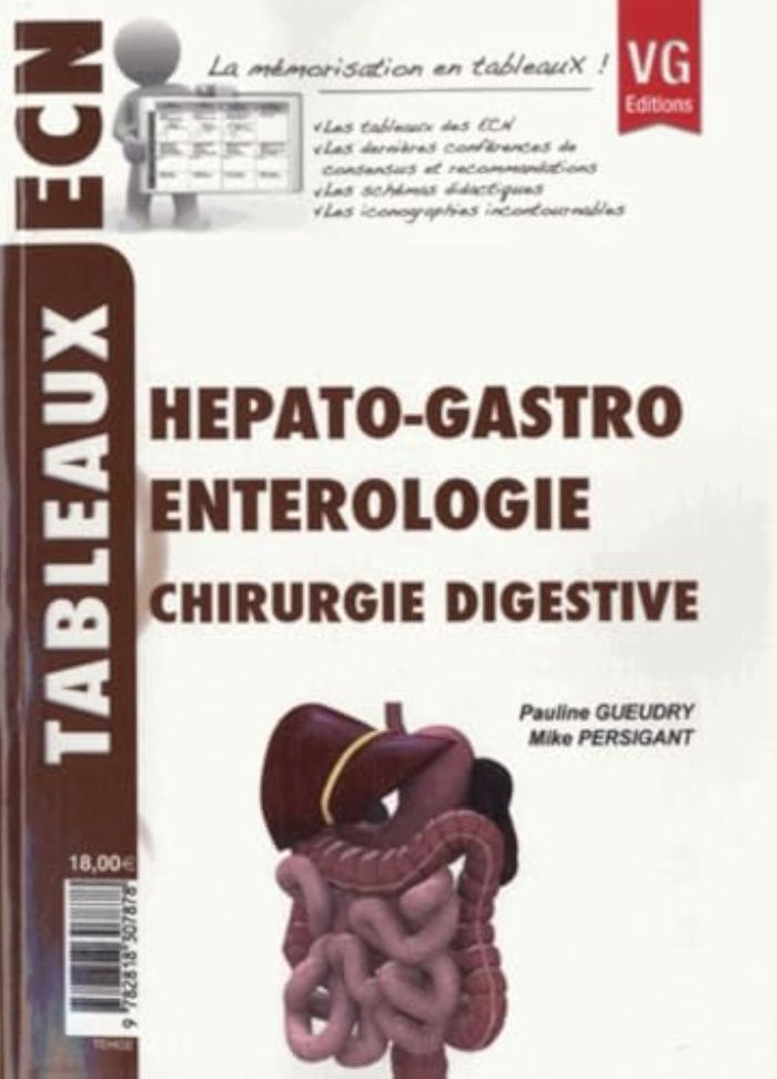 Couverture du livre « TABLEAUX ECN HEPATO GASTRO ENTEROLOGIE » de P.Gueudry, librairie Les Contes Infusés à Corte