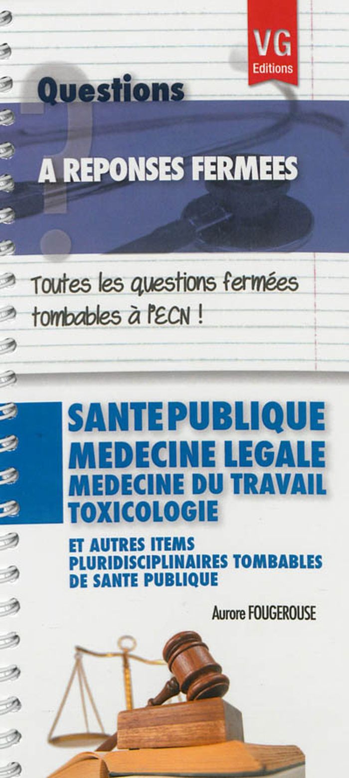Couverture du livre « QUESTIONS A REPONSES FERMEES SANTE PUBLIQUE » de A.Fougerouse, librairie Les Contes Infusés à Corte