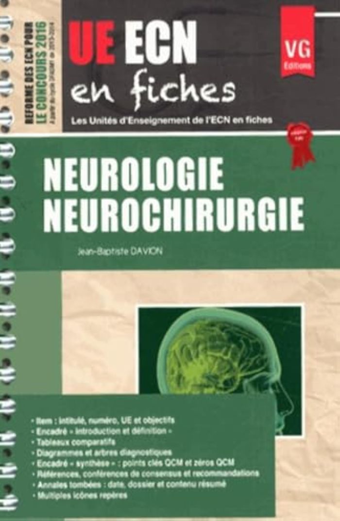 Couverture du livre « UE ECN EN FICHES NEUROLOGIE » de Davion J-B, librairie Les Contes Infusés à Corte