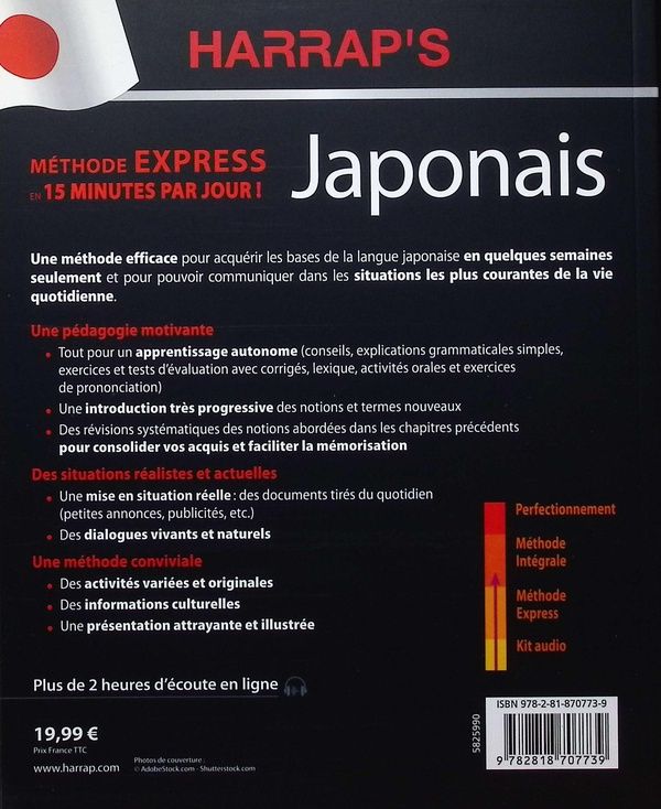 Quatrième de couverture de « Japonais : Méthode express »