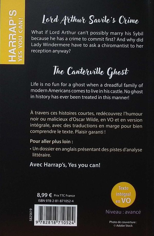 Quatrième de couverture de « Lord Arthur Savile's crime »