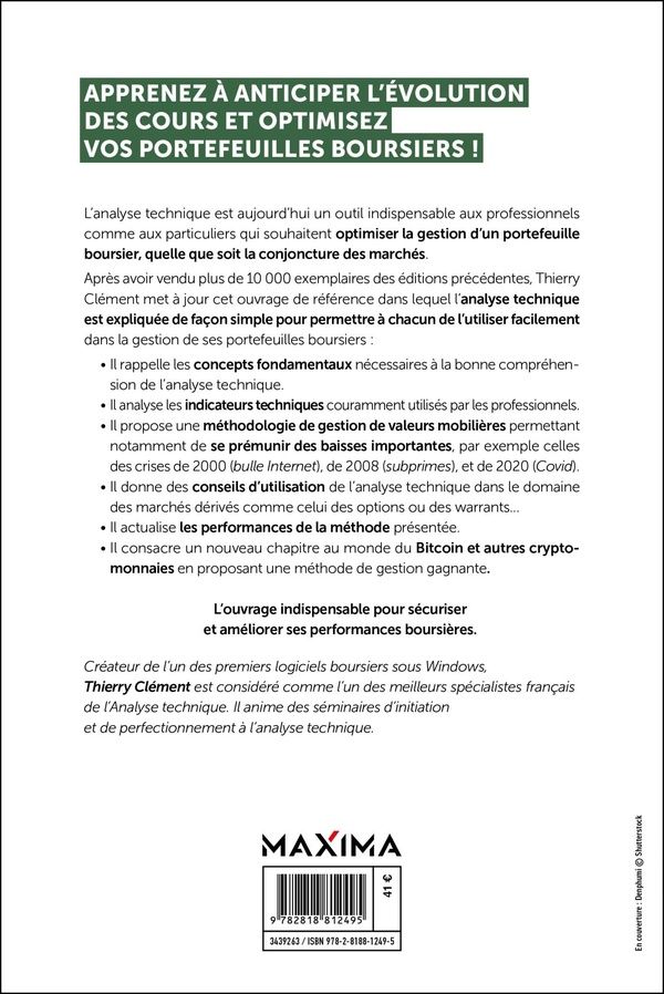 Quatrième de couverture de « Guide complet de l'analyse technique pour la gestion de vos portefeuilles boursiers »