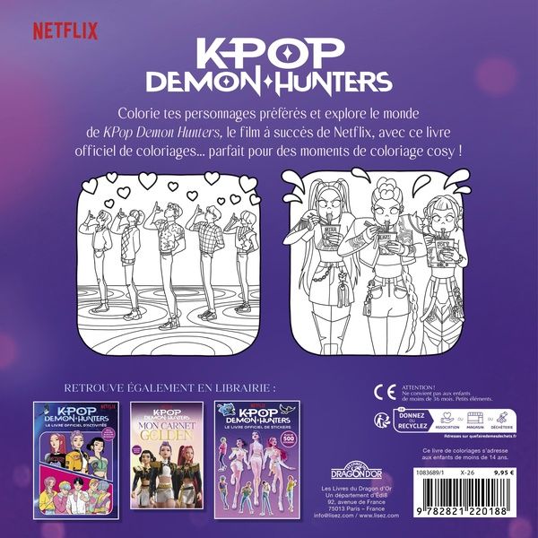 Quatrième de couverture de « KPOP DEMON HUNTERS - CANAP', CANAP', CANAP' ! - LE LIVRE OFFICIEL DE COLORIAGES »